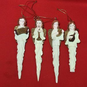 VTG Angel Icicle Playing Musical Instruments Christmas Ornaments Set of 4